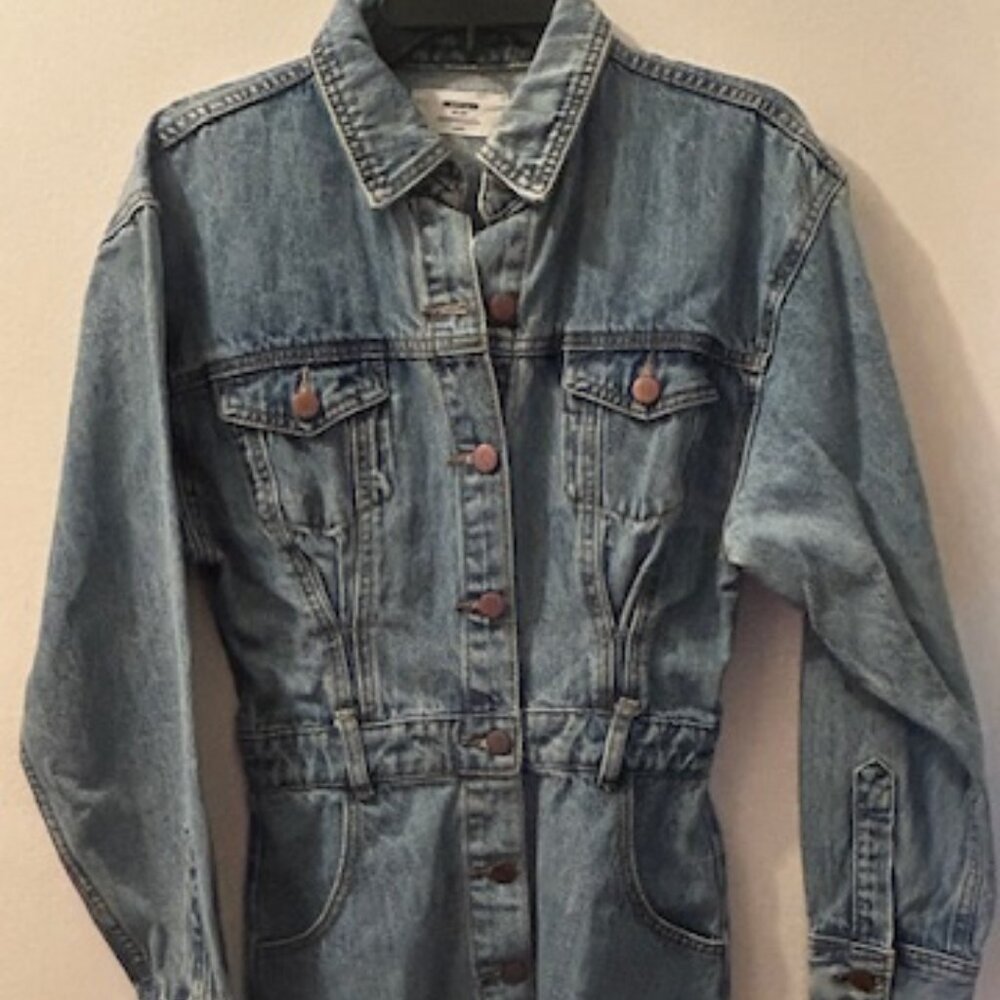 One Teaspoon Malibu Ocean Blue Button Cotton Denim Fitted Mini Dress NWT - Picture 1 of 16